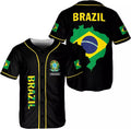 Personalized Brazil Baseball Jersey Shirt Brazil Flag Baseball Jersey S-5XL