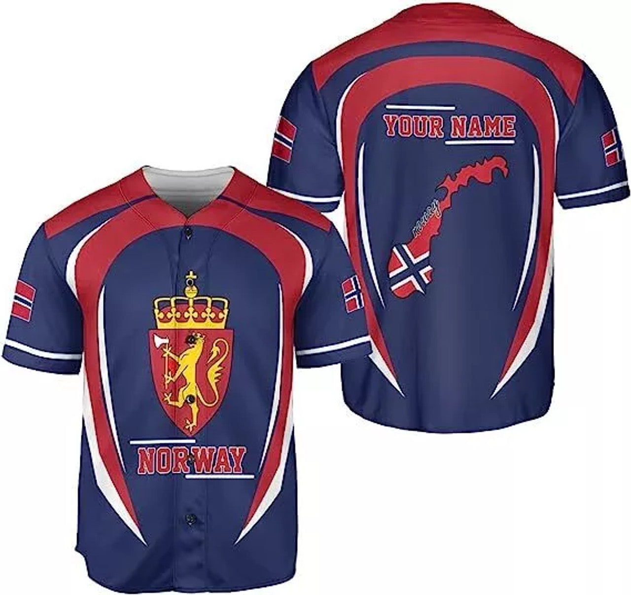 Custom Norway Baseball Jersey Norwegian Pride Baseball Jersey S-5XL