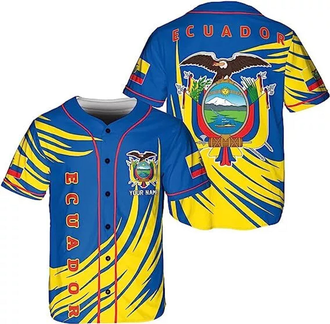 Custom Baseball Jersey Shirt Ecuador Flag Jersey Baseball Jersey S-5XL