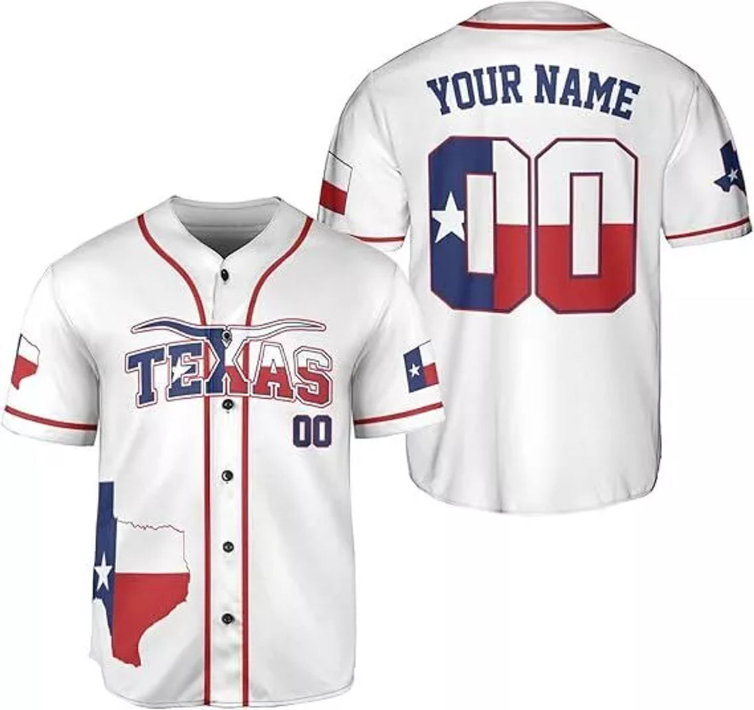 Custom Texas Baseball Jersey State Flag Shirt Baseball Jersey S-5XL