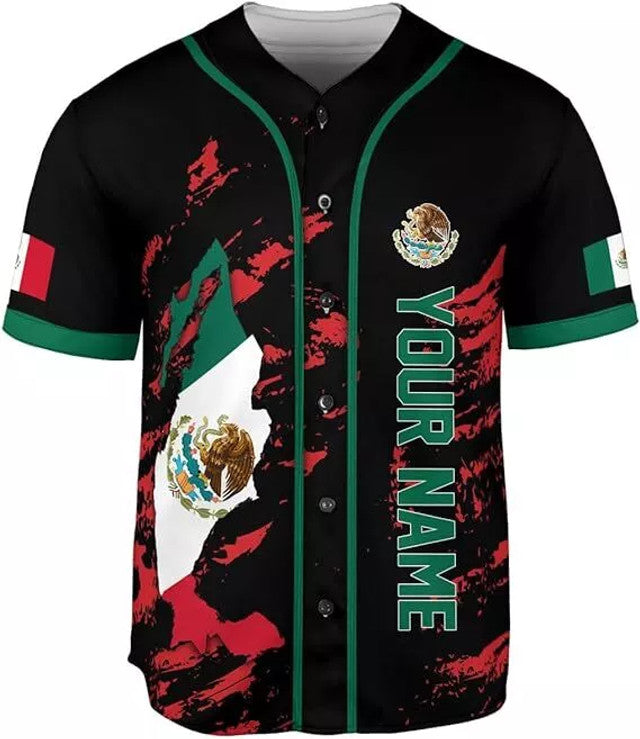 Custom Mexico Soccer Baseball Jersey Mexican Shirt Baseball Jersey S-5XL