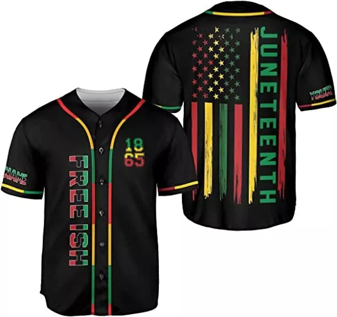 Custom Juneteenth Flag Shirt Freeish 1865 Baseball Jersey S-5XL