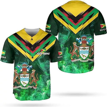 Custom Guyana Shirt Pride Baseball Jersey Guyanese Flag Baseball Jersey S-5XL