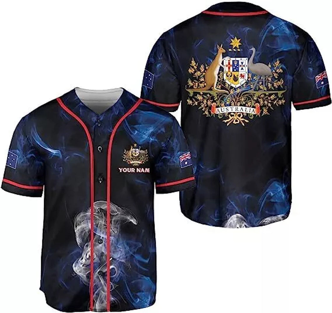 Custom Australia Baseball Jersey Shirt Flag Kangaroo Baseball Jersey S-5XL