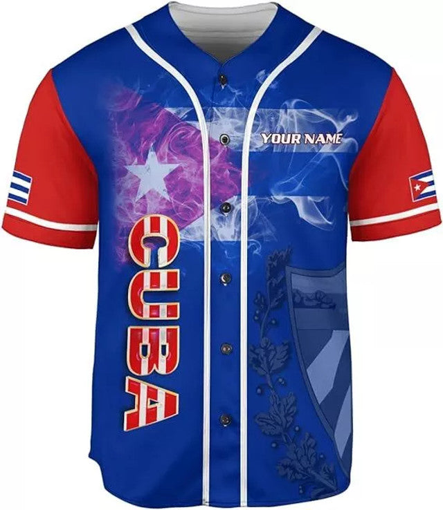 Custom Cuba Baseball Shirt Cuba Flag Pride Jersey Baseball Jersey S-5XL