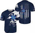 Custom EMS EMT Paramedic Flag Baseball Jersey S-5XL
