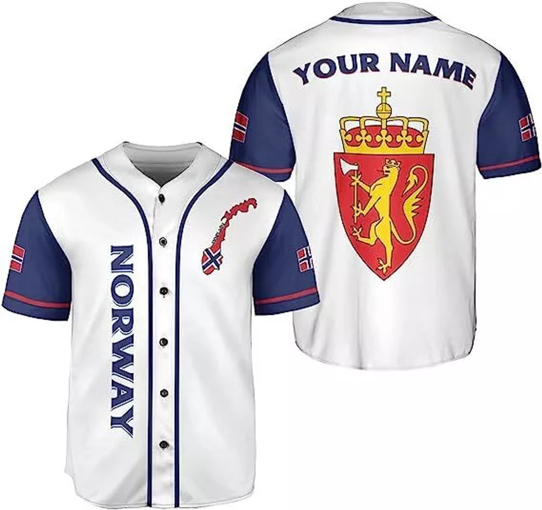 Custom Norway Baseball Jersey Norwegian Pride Baseball Jersey S-5XL