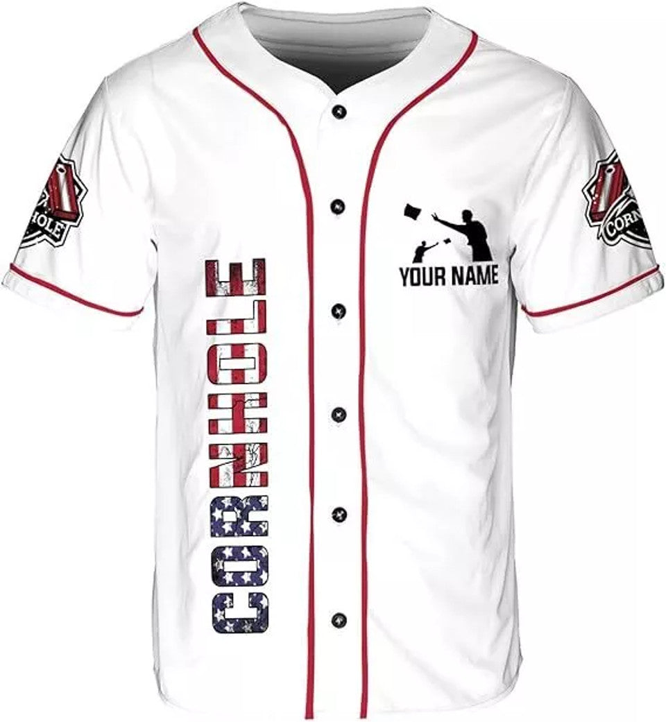Custom Cornhole Toss Like A Boss Shirt Funny Baseball Jersey S-5XL