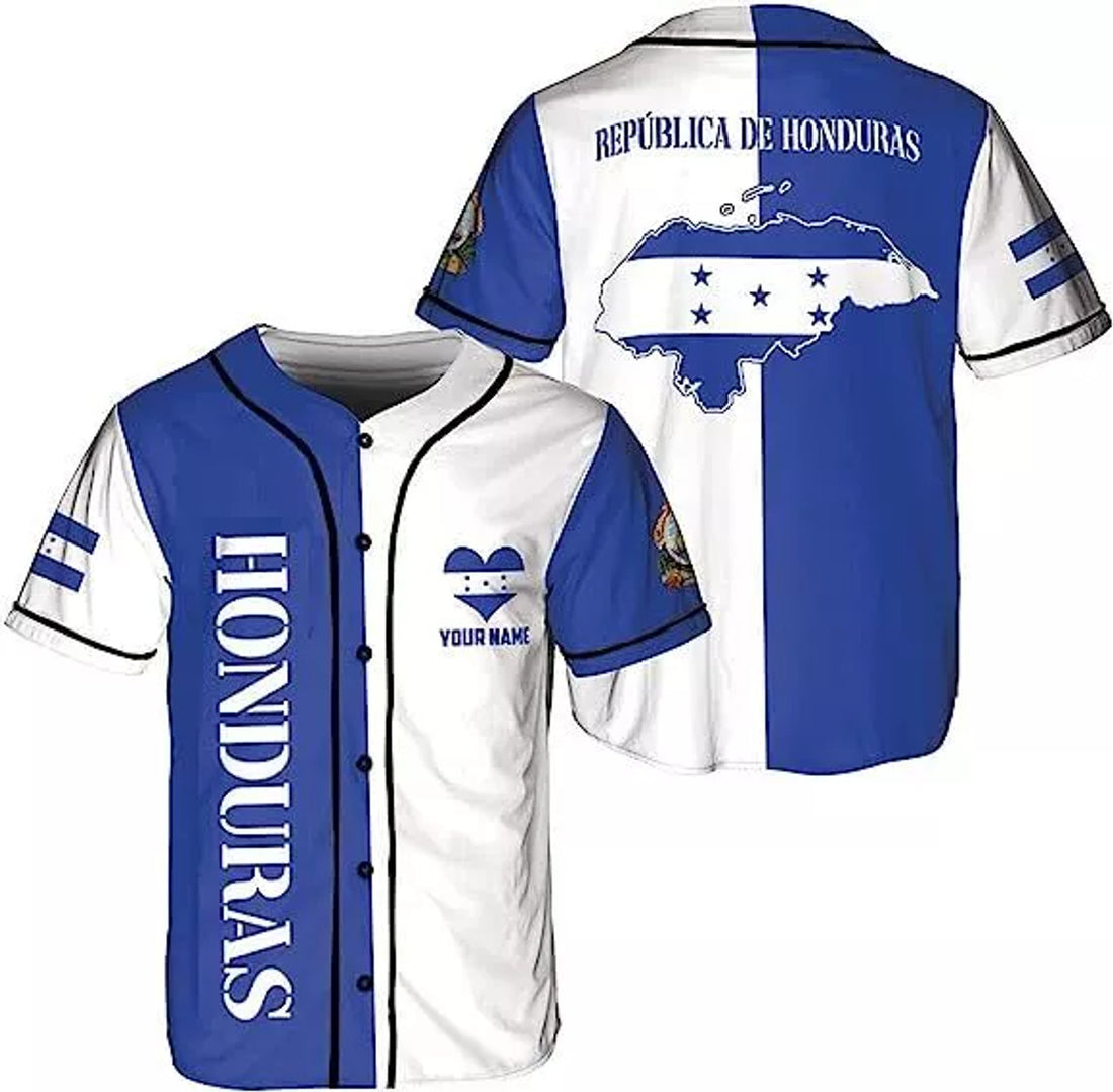 Custom Personalized Honduras Flag Baseball Jersey Shirt S-5XL