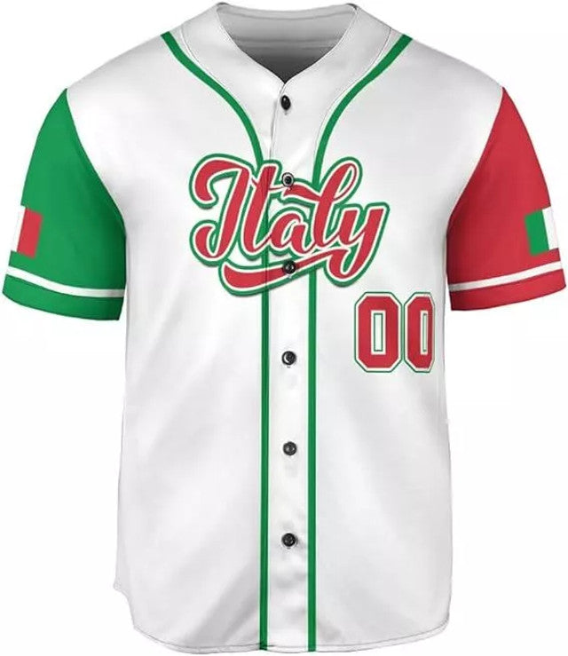Custom Italia Baseball Jersey Italian Pride Flag Baseball Jersey S-5XL