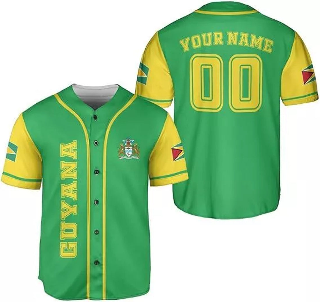 Guyana Flag Jersey National Pride Baseball Jersey S-5XL