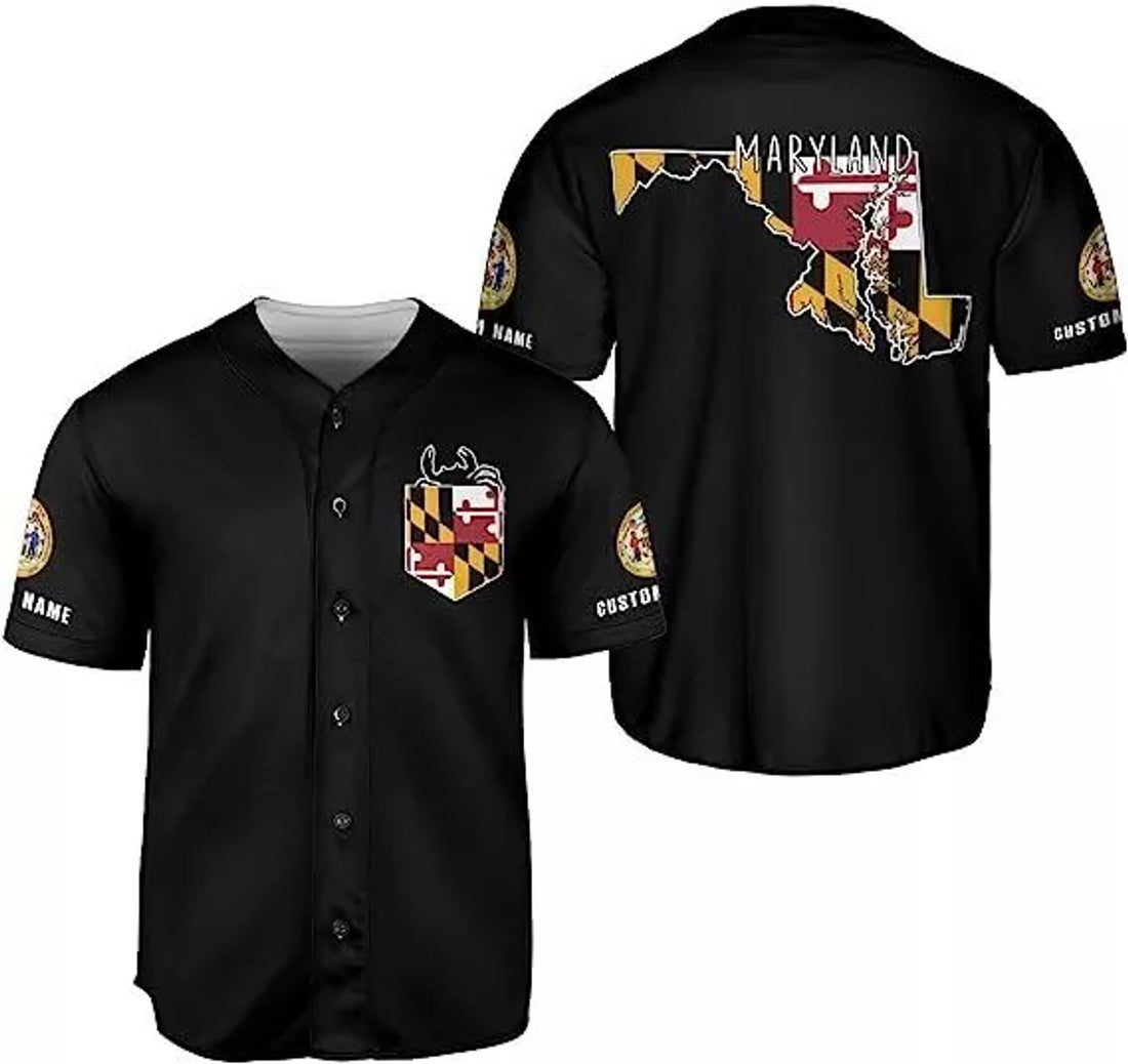 Custom Maryland State Pride Flag Shirt Baseball Jersey S-5XL