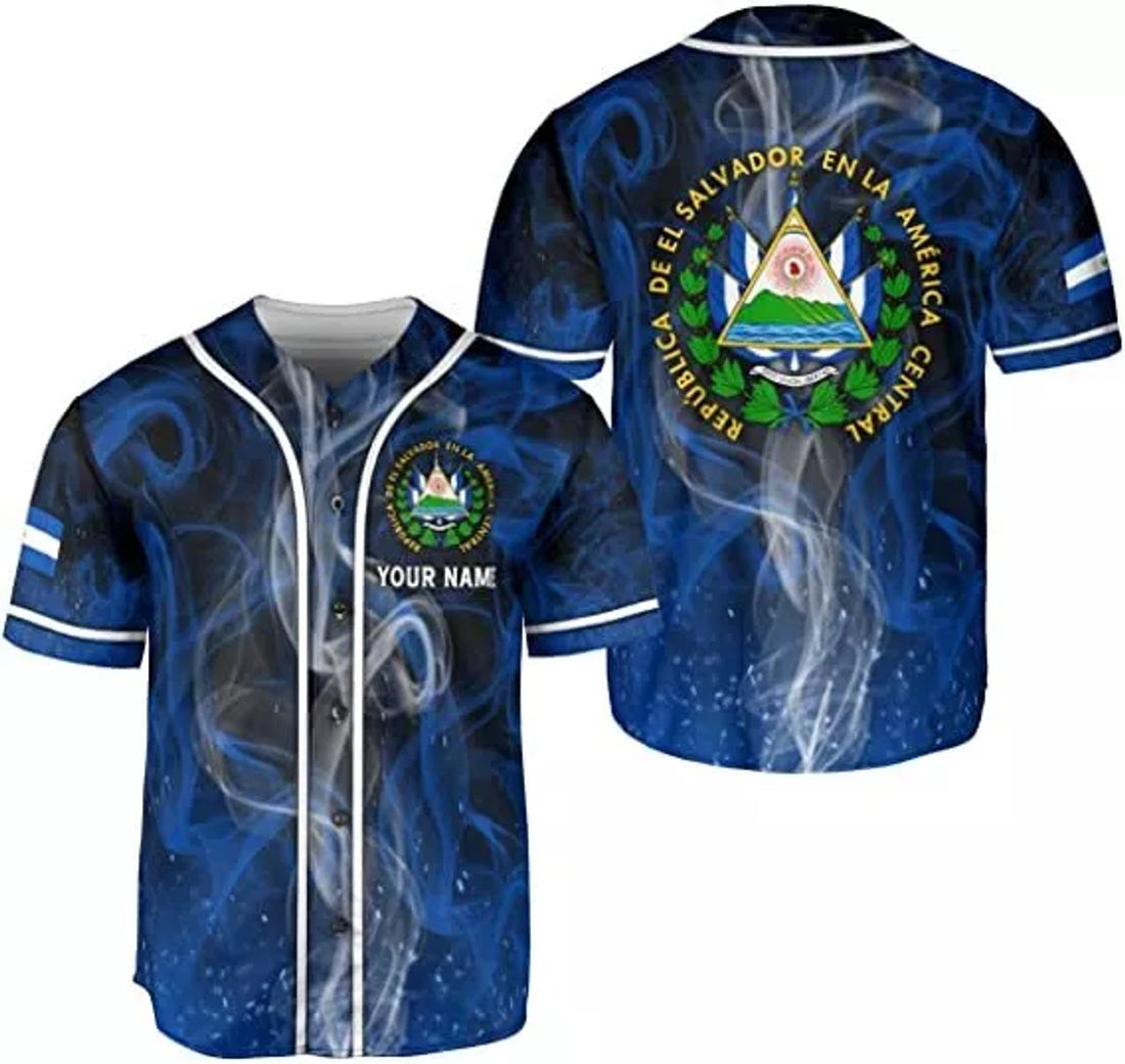 Personalized El Salvador Flag Baseball Jersey Shirt Baseball Jersey S-5XL