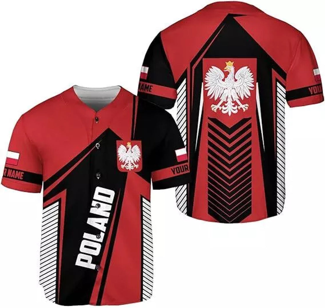 Custom Poland Baseball Jersey Shirt Polska Tshirt Baseball Jersey S-5XL