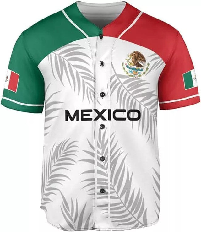 Custom Mexico Flag Baseball Jersey Mexican Shirt Baseball Jersey S-5XL