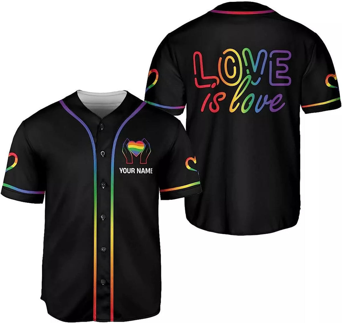 Custom Rainbow Pride LGBT Love is Love Baseball Jersey S-5XL