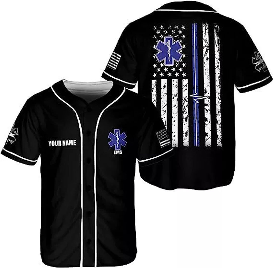 Custom Thin White Line EMS EMT Paramedic Jersey Baseball Jersey S-5XL