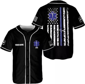 Custom Thin White Line EMS EMT Paramedic Jersey Baseball Jersey S-5XL