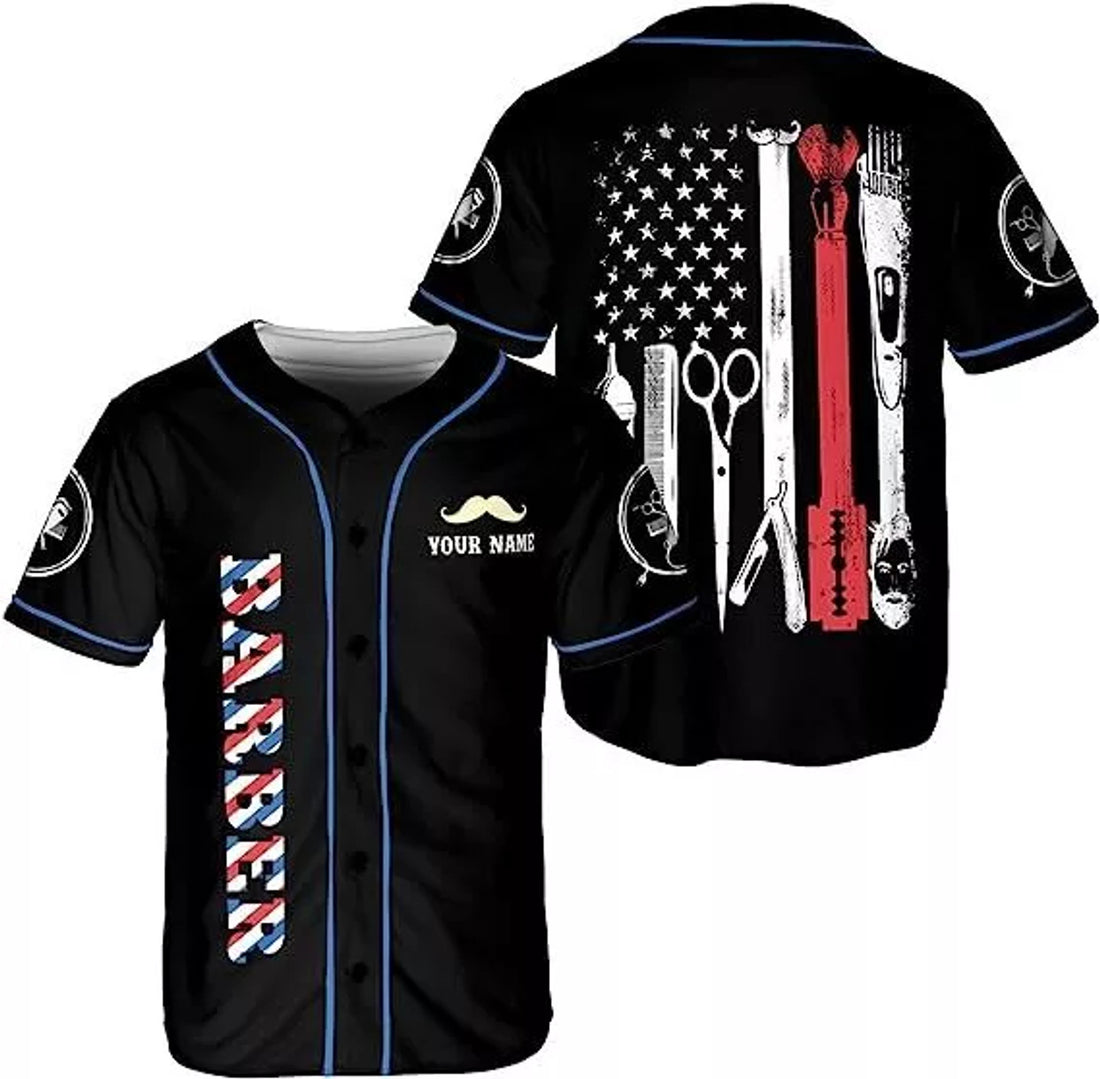Custom Barber Shop Jersey Hairdresser Baseball Jersey S-5XL