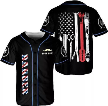 Custom Barber Shop Jersey Hairdresser Baseball Jersey S-5XL