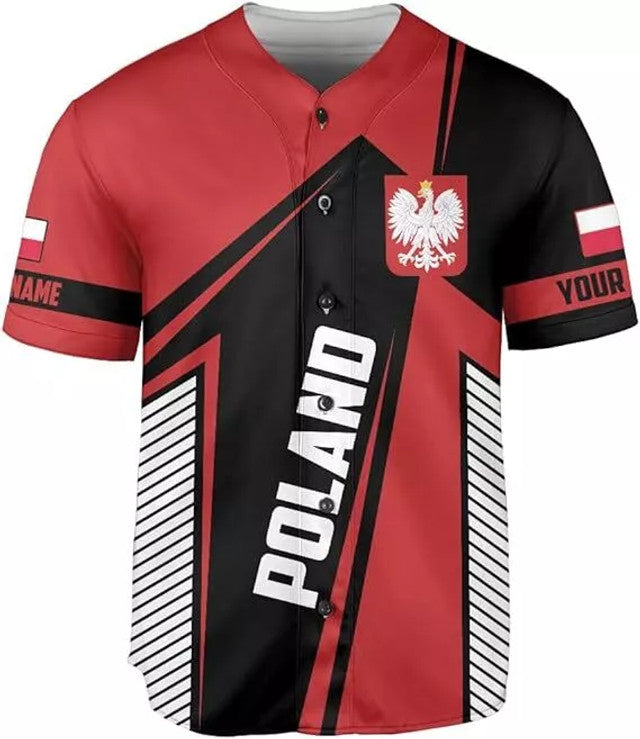 Custom Poland Baseball Jersey Shirt Polska Tshirt Baseball Jersey S-5XL