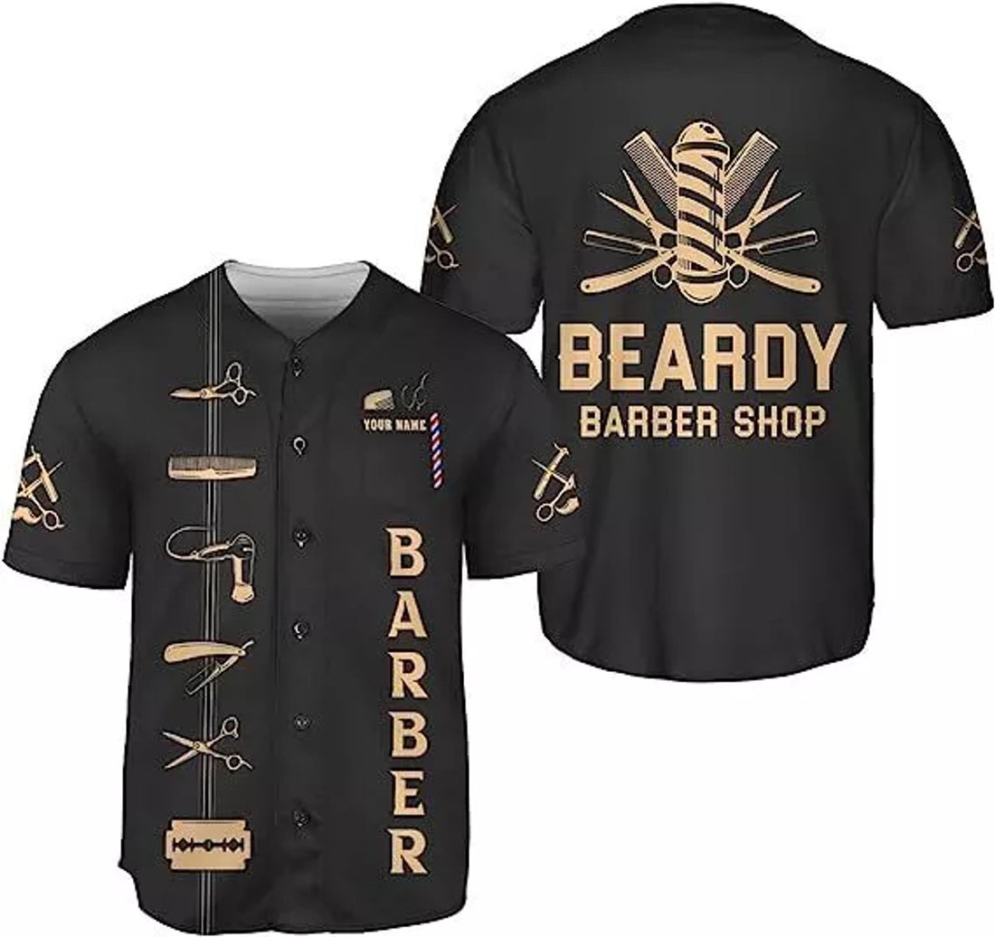 Custom Barber Shop Baseball Jersey S-5XL