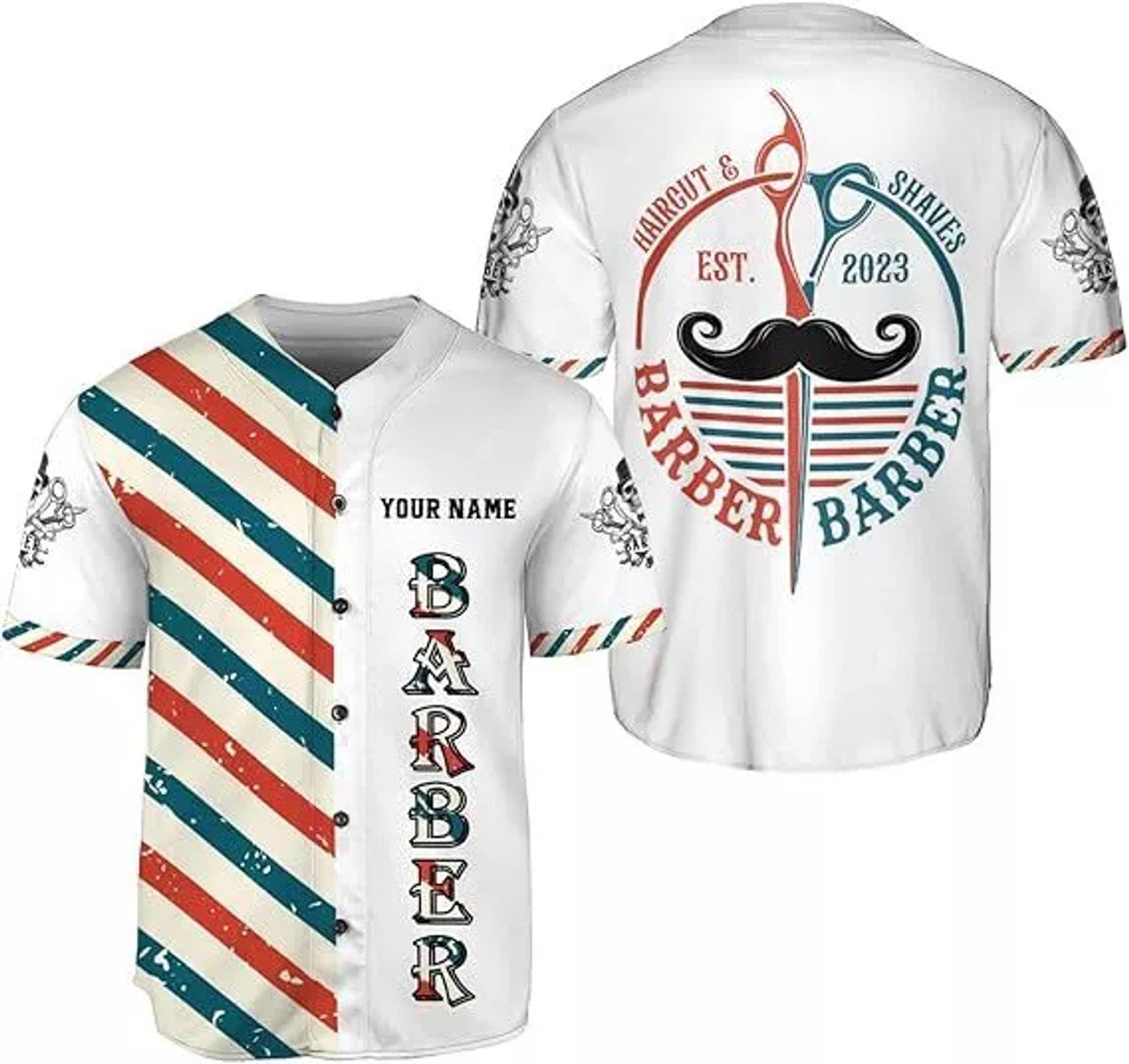 Personalized Barber Shop Baseball Jersey Custom Name Baseball Jersey S-5XL