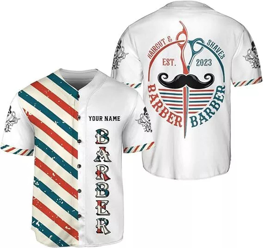 Personalized Barber Shop Baseball Jersey Custom Name Baseball Jersey S-5XL