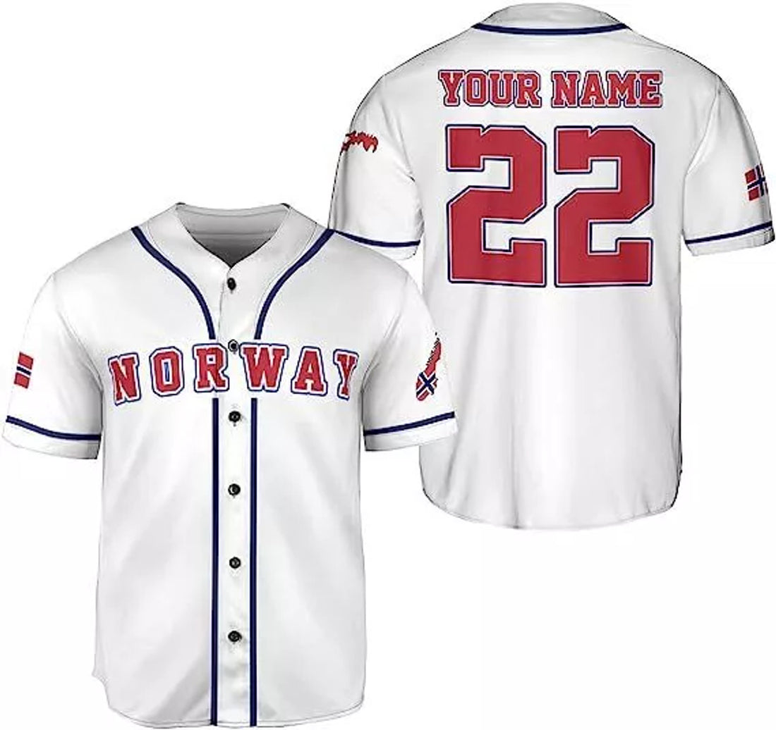 Custom Norway Baseball Jersey Norwegian Pride Baseball Jersey S-5XL