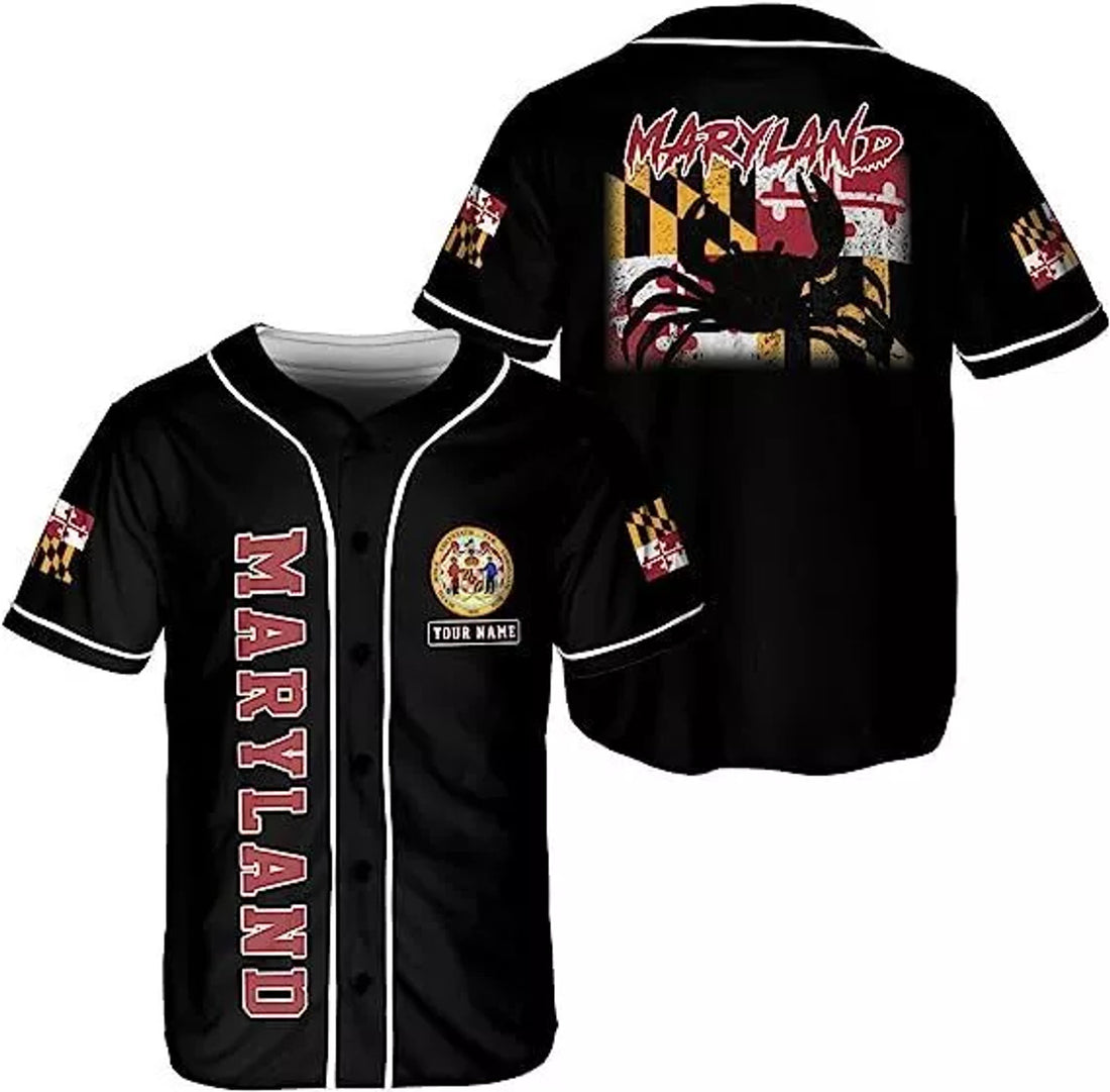 Custom Personalized Maryland Flag Baseball Jersey S-5XL