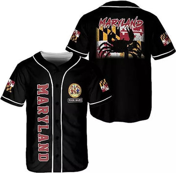 Custom Personalized Maryland Flag Baseball Jersey S-5XL
