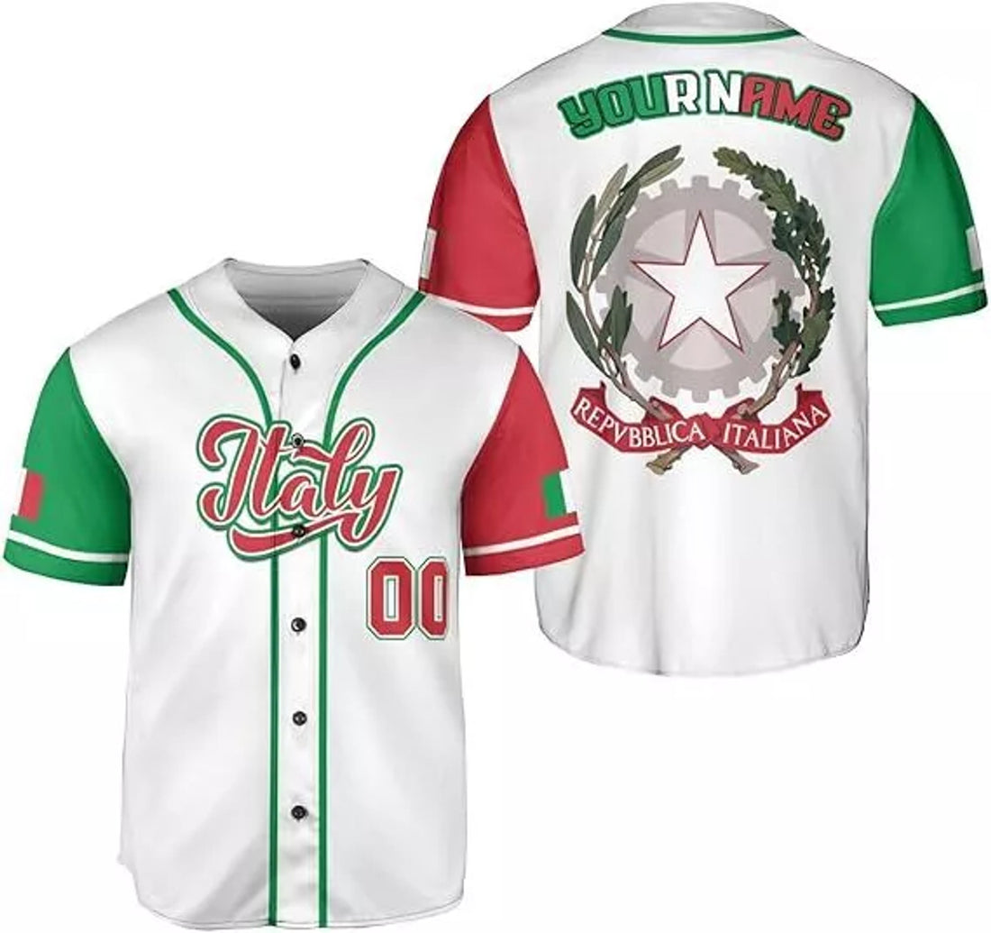 Custom Italia Baseball Jersey Italian Pride Flag Baseball Jersey S-5XL