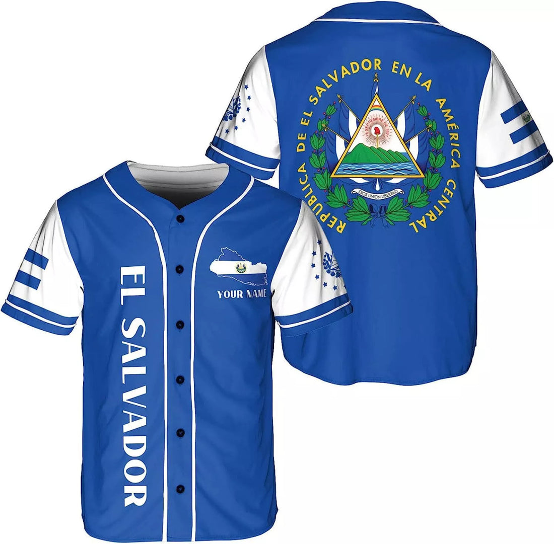 Custom El Salvador Baseball Jersey Shirt Salvador Flag Baseball Jersey S-5XL
