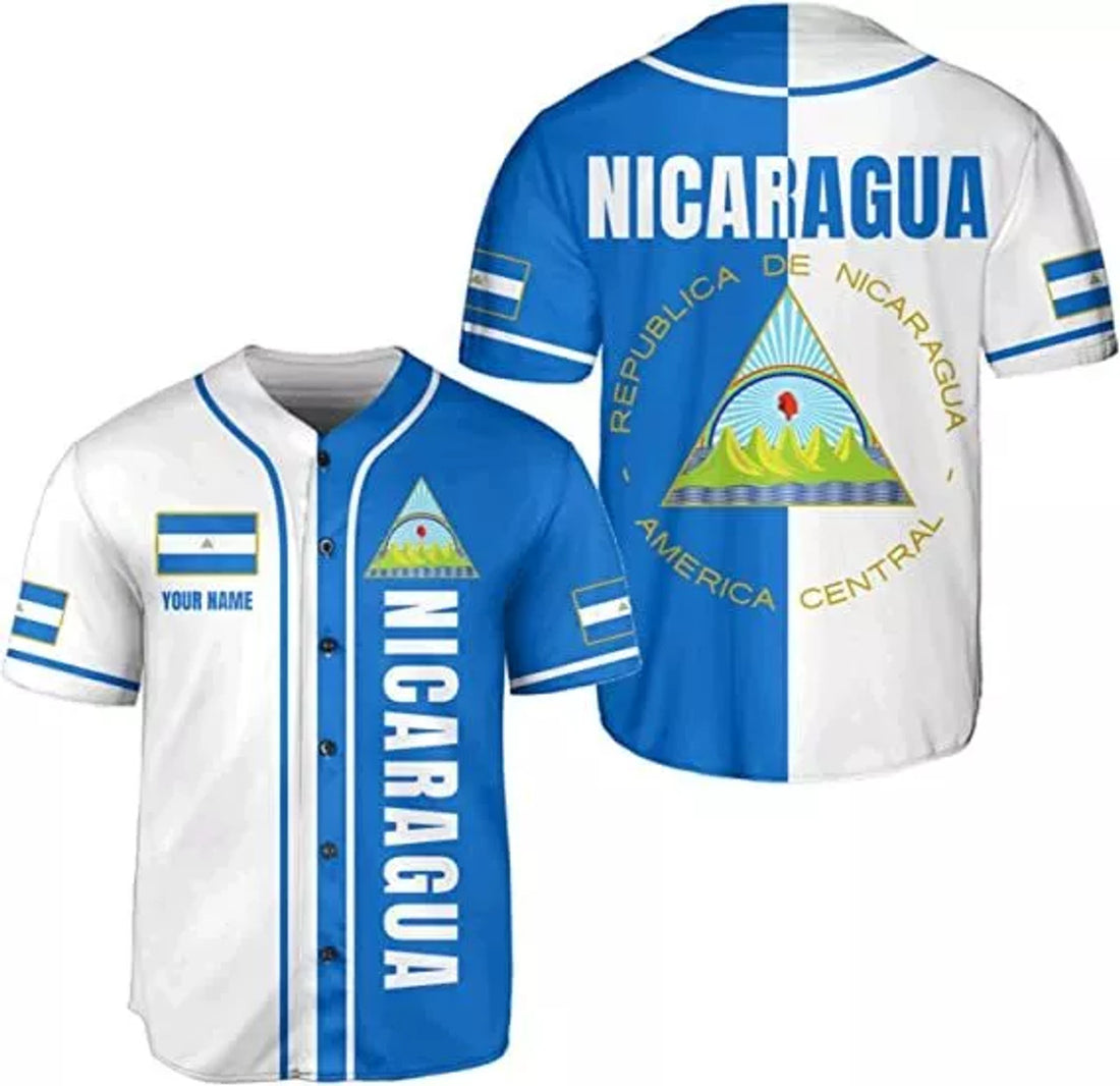 Custom Nicaragua Baseball Jersey Personalized Baseball Jersey S-5XL