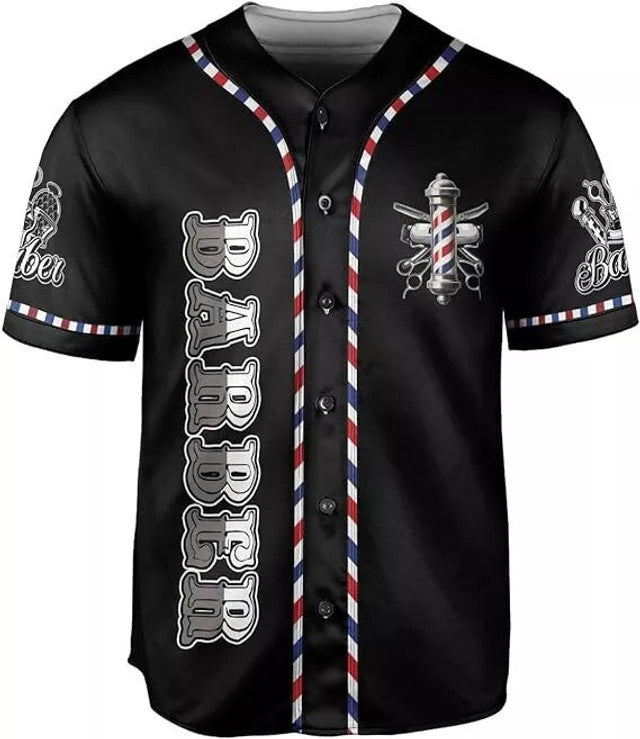 Barber Shop Name Shirt 3D Scis Baseball Jersey S-5XL