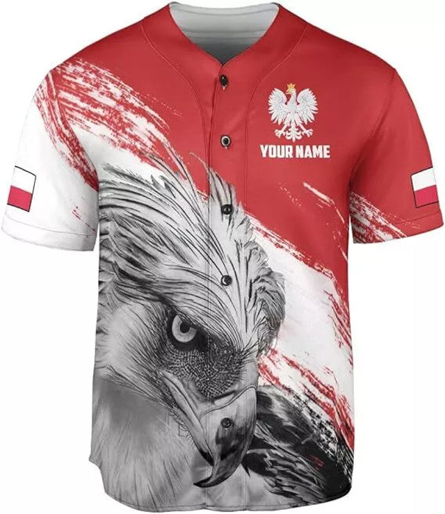 Custom Poland Baseball Jersey Polska Tshirt Poland Shirt Baseball Jersey S-5XL
