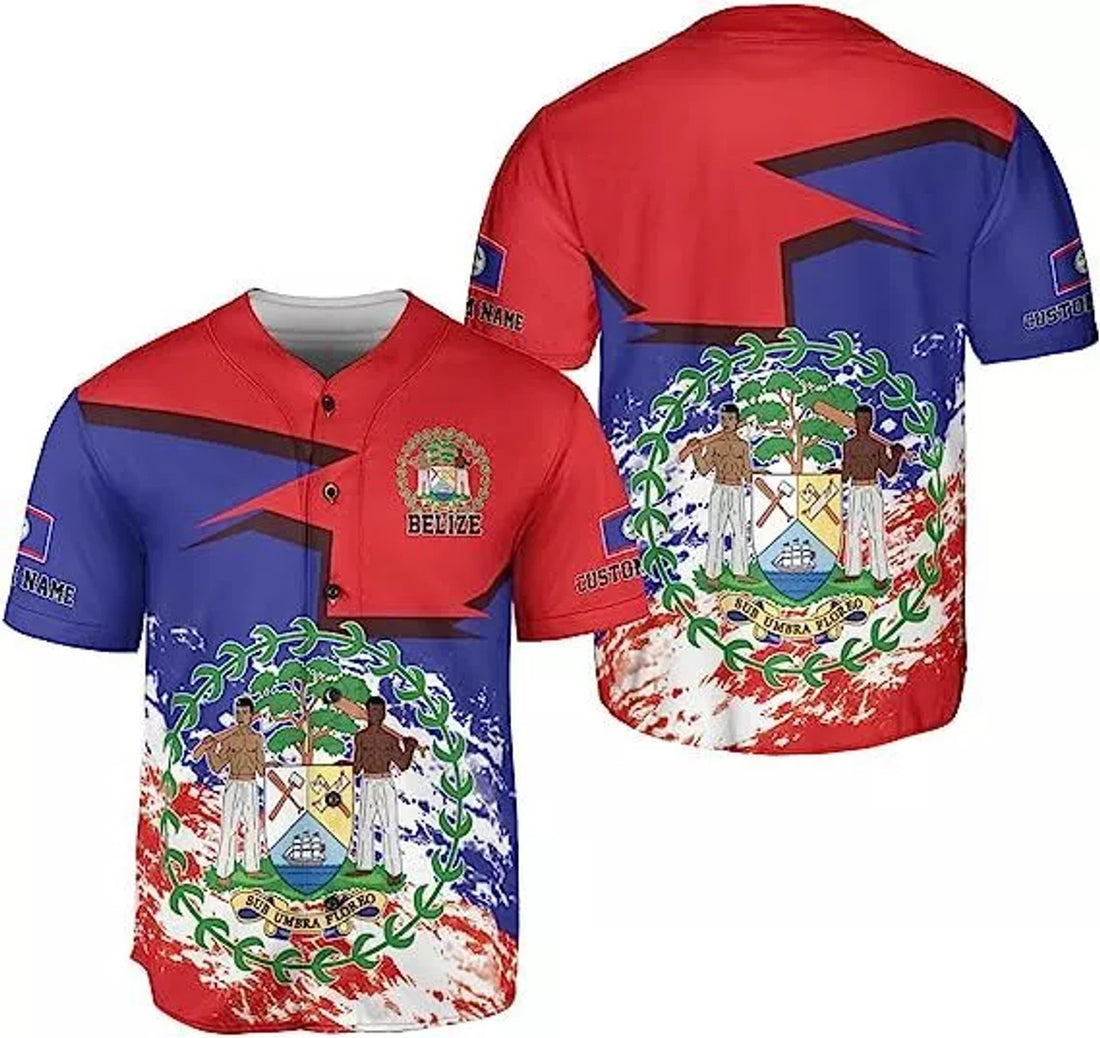 Custom Belize Baseball Jersey Shirt Belizean Flag Pride Baseball Jersey S-5XL