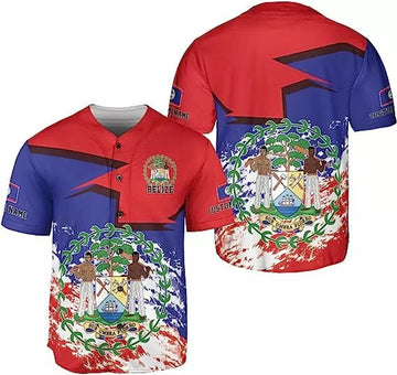 Custom Belize Baseball Jersey Shirt Belizean Flag Pride Baseball Jersey S-5XL