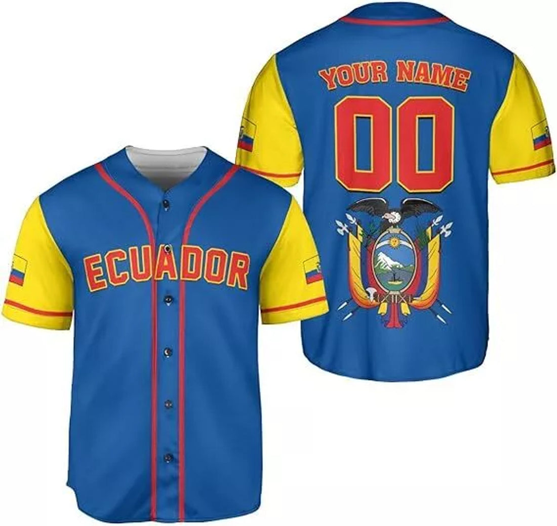 Custom Ecuador Baseball Jersey Pride Flag Gift Baseball Jersey S-5XL