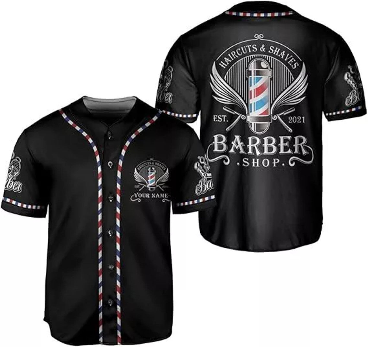 Custom Personalized Barber Shop Baseball Jersey Name Baseball Jersey S-5XL