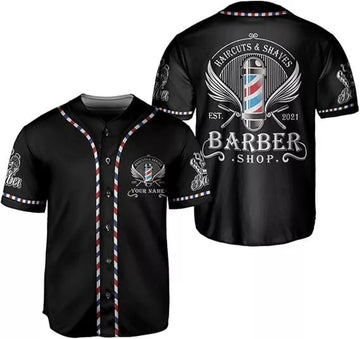 Custom Personalized Barber Shop Baseball Jersey Name Baseball Jersey S-5XL