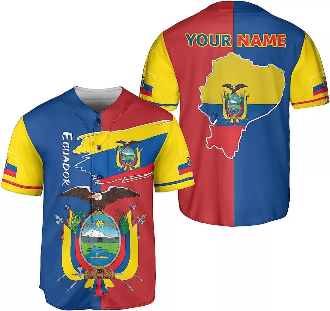 Custom Ecuador Baseball Shirt Ecuador Flag Jersey Baseball Jersey S-5XL