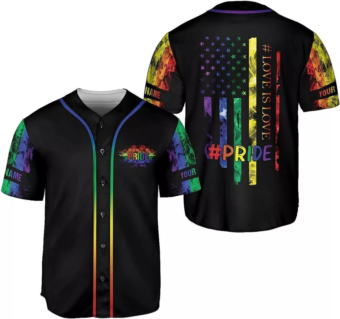 Custom Rainbow Pride LGBT Love Baseball Jersey S-5XL