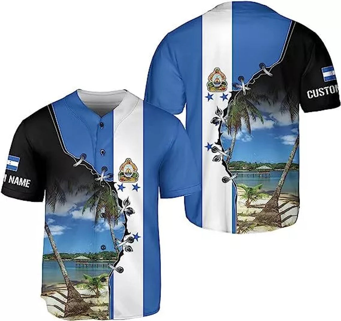 Custom Personalized Honduras Flag Baseball Jersey Shirt S-5XL