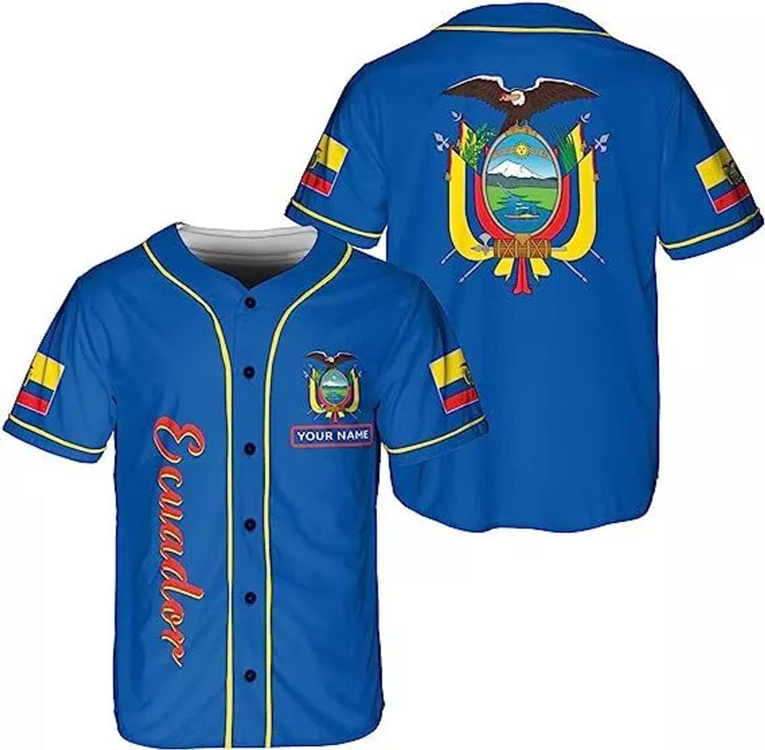 Custom Baseball Jersey Shirt Ecuador Flag Jersey Baseball Jersey S-5XL