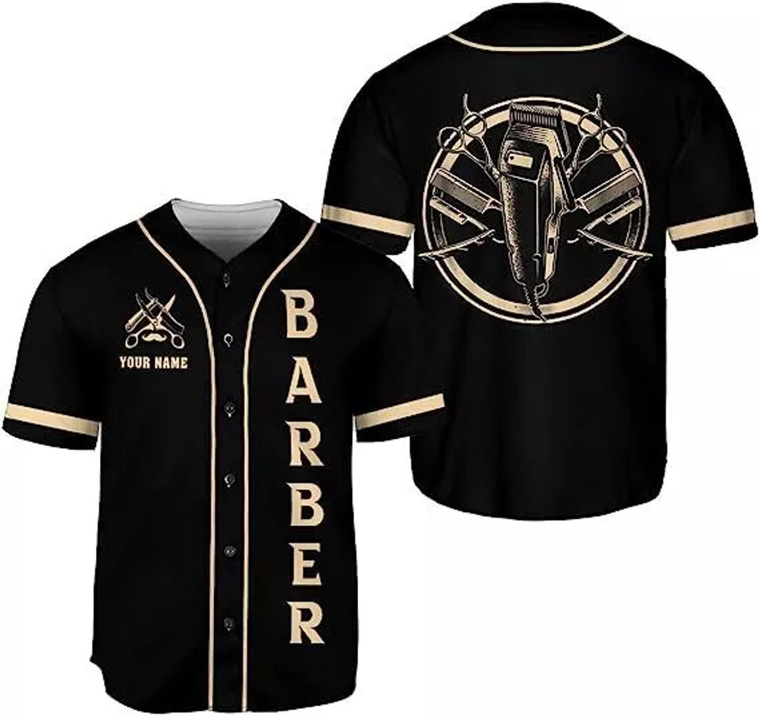 Custom Barber Shop Baseball Jersey Hairdresser Baseball Jersey S-5XL