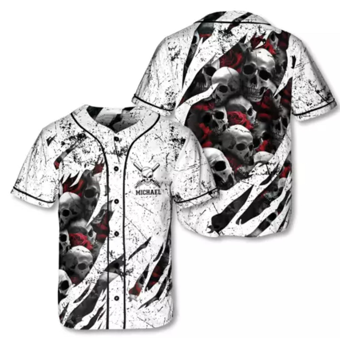 Custom Athlete Baseball Skull Tribal 3D Shirt Baseball Jersey S-5XL