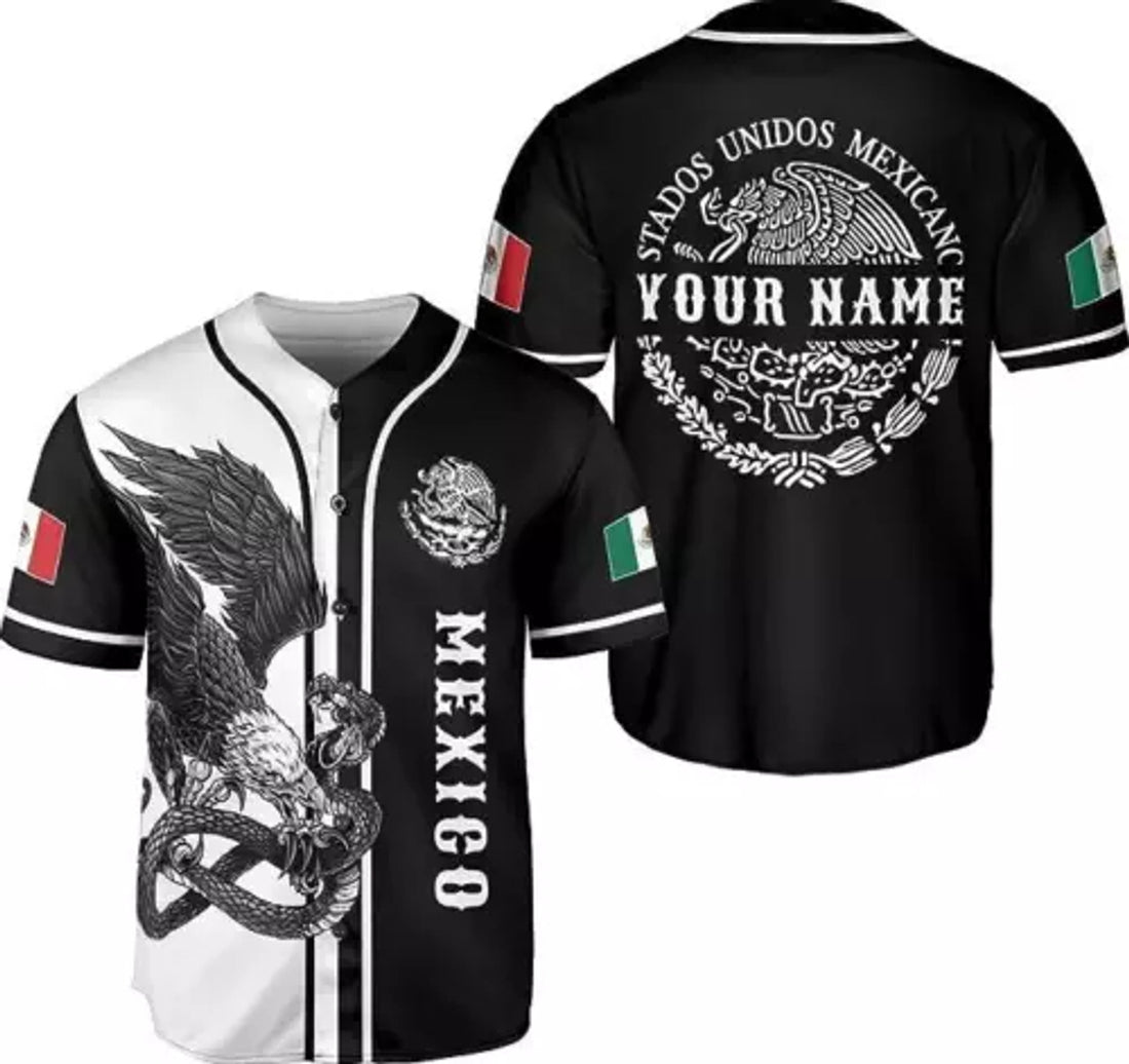 Custom Mexico Black White 3D Shirt Baseball Jersey S-5XL