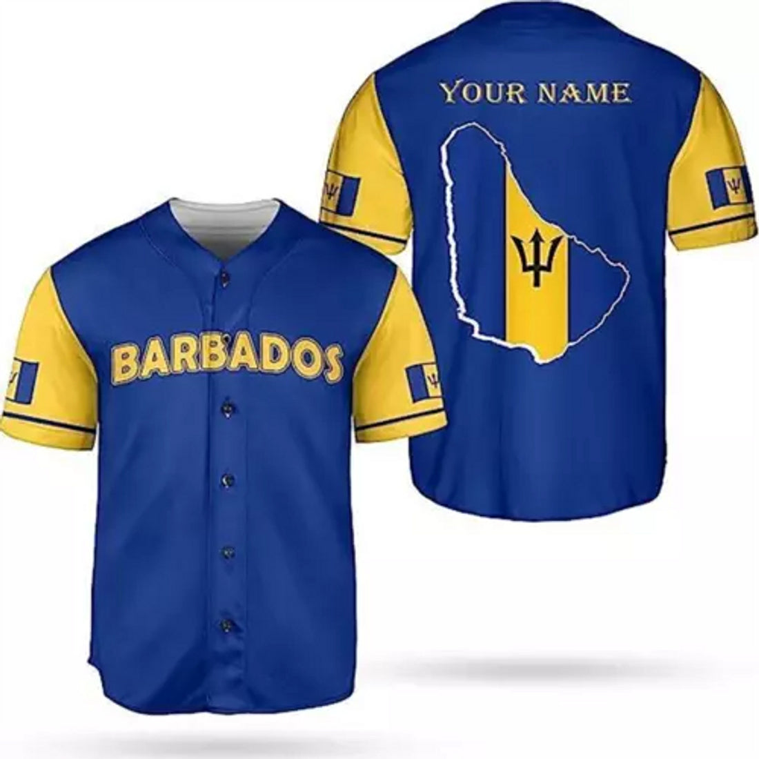 Custom Personalized Barbados 3D Baseball Jersey S-5XL