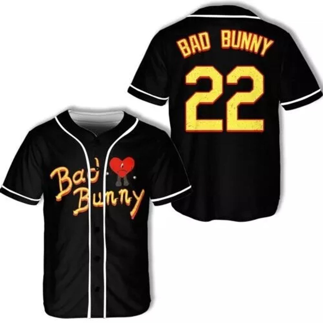Puerto Rico Bad Bunny Baseball Jersey Black #22 Baseball Jersey S-5XL